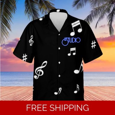 Hawaiian Shirt Unisex Le Studio White Music Notes 3